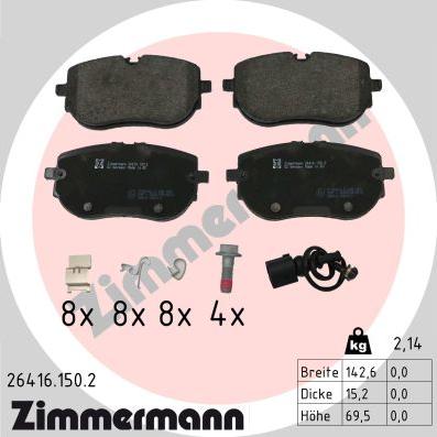 Zimmermann 26416.150.2 - Kit pastiglie freno, Freno a disco autozon.pro