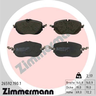 Zimmermann 26592.190.1 - Kit pastiglie freno, Freno a disco autozon.pro