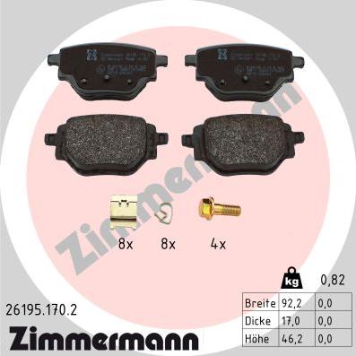 Zimmermann 26195.170.2 - Kit pastiglie freno, Freno a disco autozon.pro