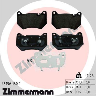 Zimmermann 26196.160.1 - Kit pastiglie freno, Freno a disco autozon.pro