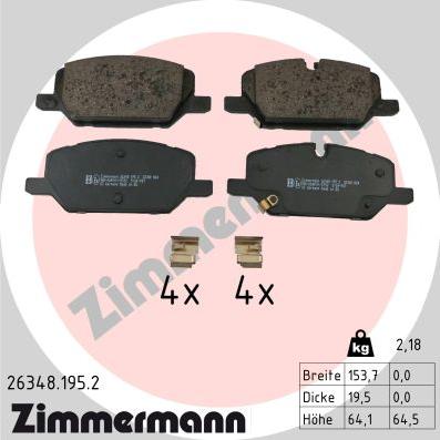 Zimmermann 26348.195.2 - Kit pastiglie freno, Freno a disco autozon.pro