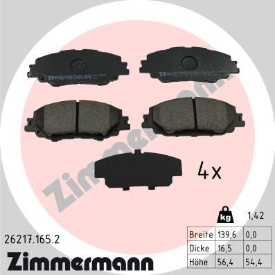 Zimmermann 26217.165.2 - Kit pastiglie freno, Freno a disco autozon.pro