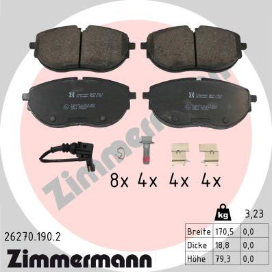 Zimmermann 26270.190.2 - Kit pastiglie freno, Freno a disco autozon.pro