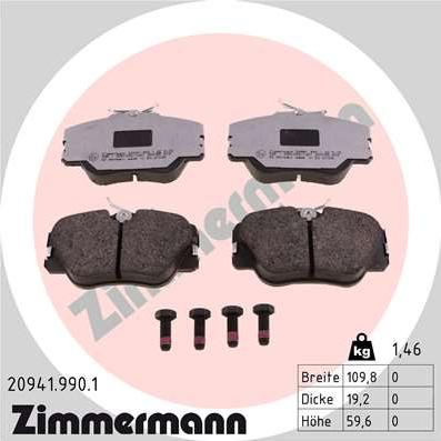 Zimmermann 20941.990.1 - Kit pastiglie freno, Freno a disco autozon.pro