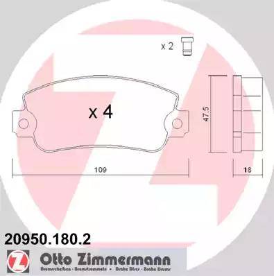 Zimmermann 20950.180.2 - Kit pastiglie freno, Freno a disco autozon.pro