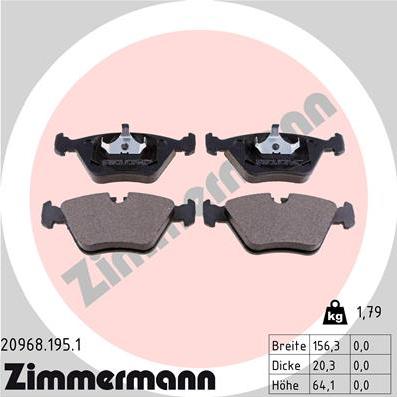 Zimmermann 20968.195.1 - Kit pastiglie freno, Freno a disco autozon.pro