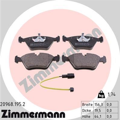 Zimmermann 20968.195.2 - Kit pastiglie freno, Freno a disco autozon.pro