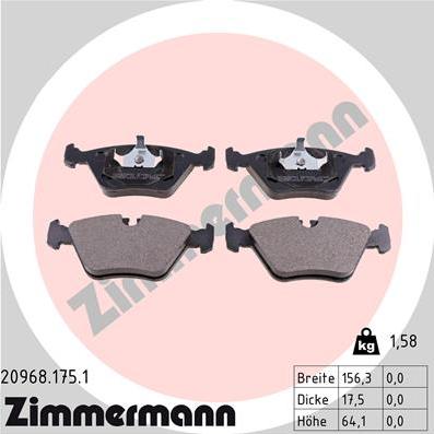 Zimmermann 20968.175.1 - Kit pastiglie freno, Freno a disco autozon.pro