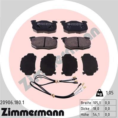 Zimmermann 20906.180.1 - Kit pastiglie freno, Freno a disco autozon.pro