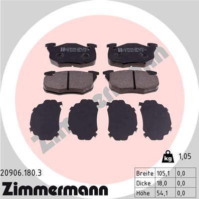 Zimmermann 20906.180.3 - Kit pastiglie freno, Freno a disco autozon.pro