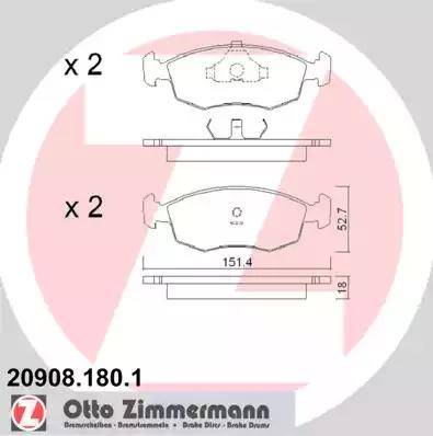 Zimmermann 20908.180.1 - Kit pastiglie freno, Freno a disco autozon.pro