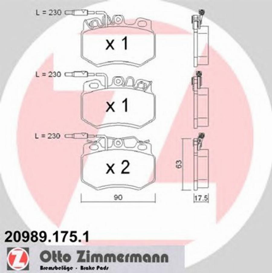 Zimmermann 209891751 - Kit pastiglie freno, Freno a disco autozon.pro