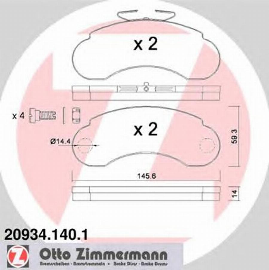 Zimmermann 209341401 - Kit pastiglie freno, Freno a disco autozon.pro