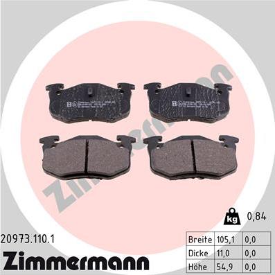 Zimmermann 20973.110.1 - Kit pastiglie freno, Freno a disco autozon.pro