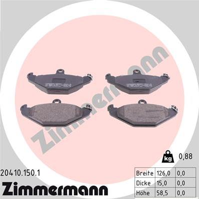 Zimmermann 20410.150.1 - Kit pastiglie freno, Freno a disco autozon.pro