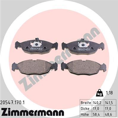 Zimmermann 20547.170.1 - Kit pastiglie freno, Freno a disco autozon.pro