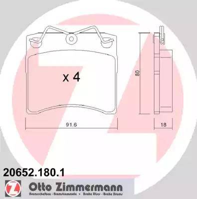 Zimmermann 20652.180.1 - Kit pastiglie freno, Freno a disco autozon.pro