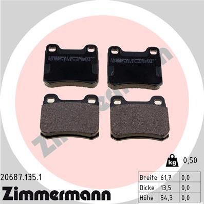 Zimmermann 20687.135.1 - Kit pastiglie freno, Freno a disco autozon.pro