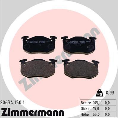 Zimmermann 20634.150.1 - Kit pastiglie freno, Freno a disco autozon.pro