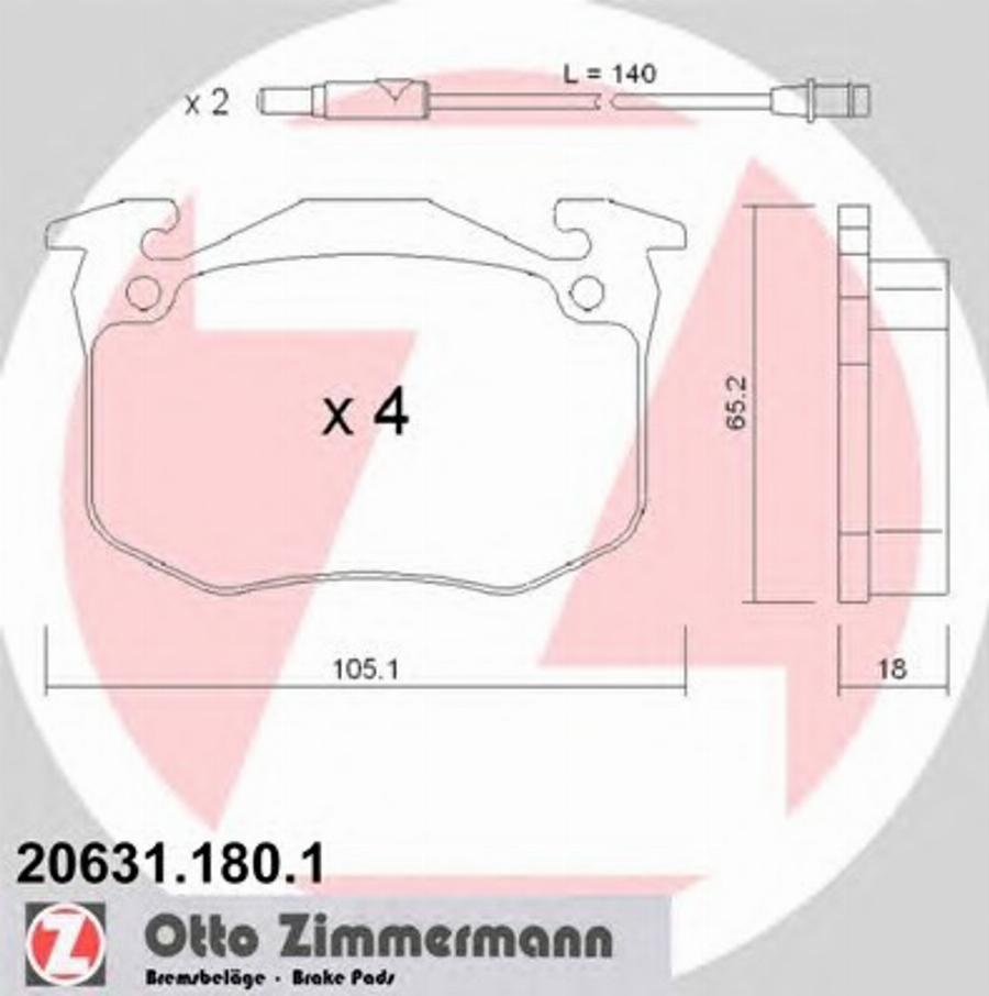 Zimmermann 206311801 - Kit pastiglie freno, Freno a disco autozon.pro