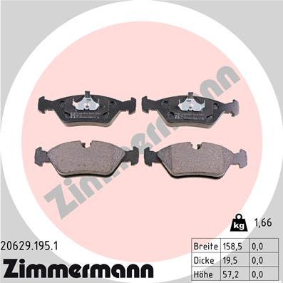 Zimmermann 20629.195.1 - Kit pastiglie freno, Freno a disco autozon.pro