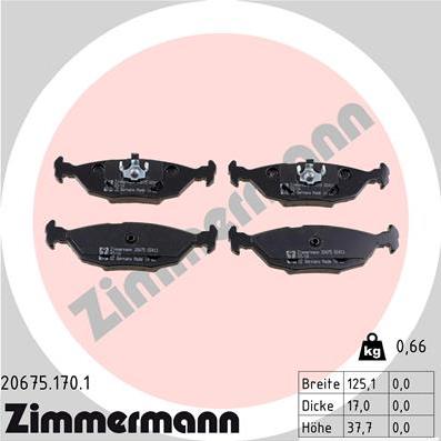 Zimmermann 20675.170.1 - Kit pastiglie freno, Freno a disco autozon.pro