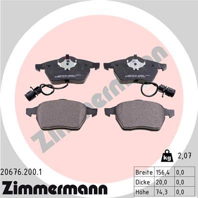 Zimmermann 20676.200.1 - Kit pastiglie freno, Freno a disco autozon.pro