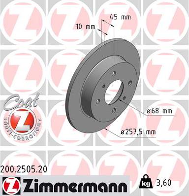 Zimmermann 200.2505.20 - Discofreno autozon.pro