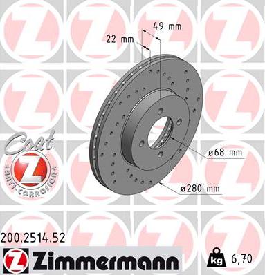 Zimmermann 200.2514.52 - Discofreno autozon.pro