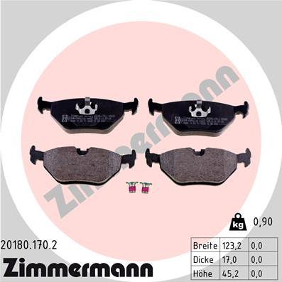 Zimmermann 20180.170.2 - Kit pastiglie freno, Freno a disco autozon.pro