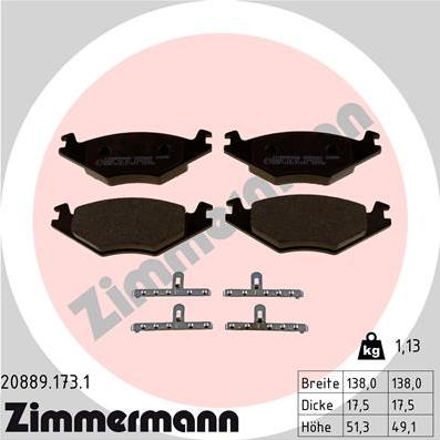 Zimmermann 20889.173.1 - Kit pastiglie freno, Freno a disco autozon.pro