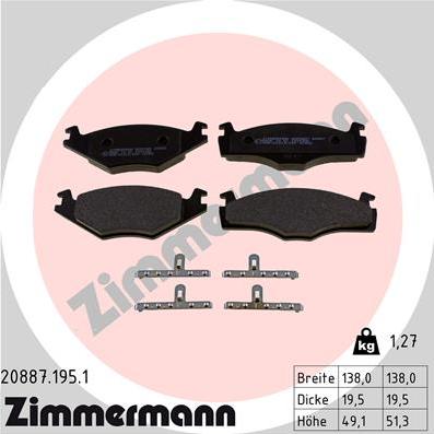 Zimmermann 20887.195.1 - Kit pastiglie freno, Freno a disco autozon.pro