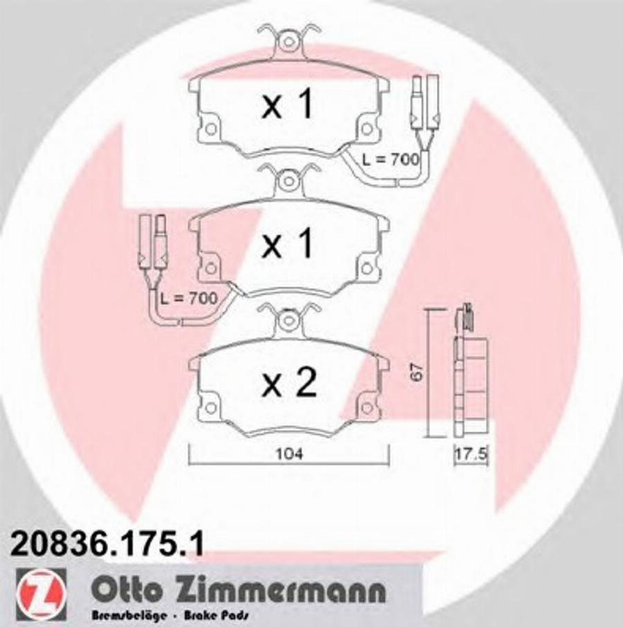 Zimmermann 208361751 - Kit pastiglie freno, Freno a disco autozon.pro