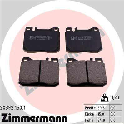 Zimmermann 20392.150.1 - Kit pastiglie freno, Freno a disco autozon.pro