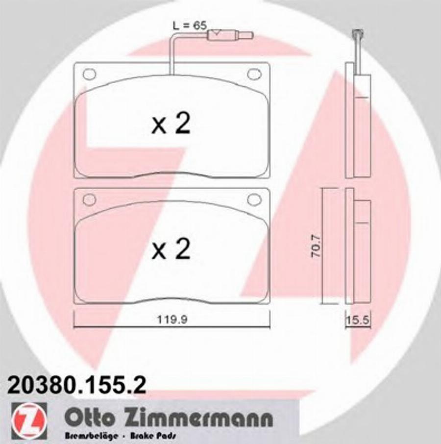 Zimmermann 203801552 - Kit pastiglie freno, Freno a disco autozon.pro