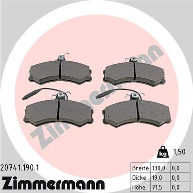 Zimmermann 20741.190.1 - Kit pastiglie freno, Freno a disco autozon.pro