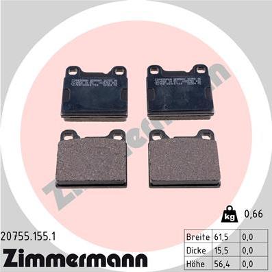 Zimmermann 20755.155.1 - Kit pastiglie freno, Freno a disco autozon.pro