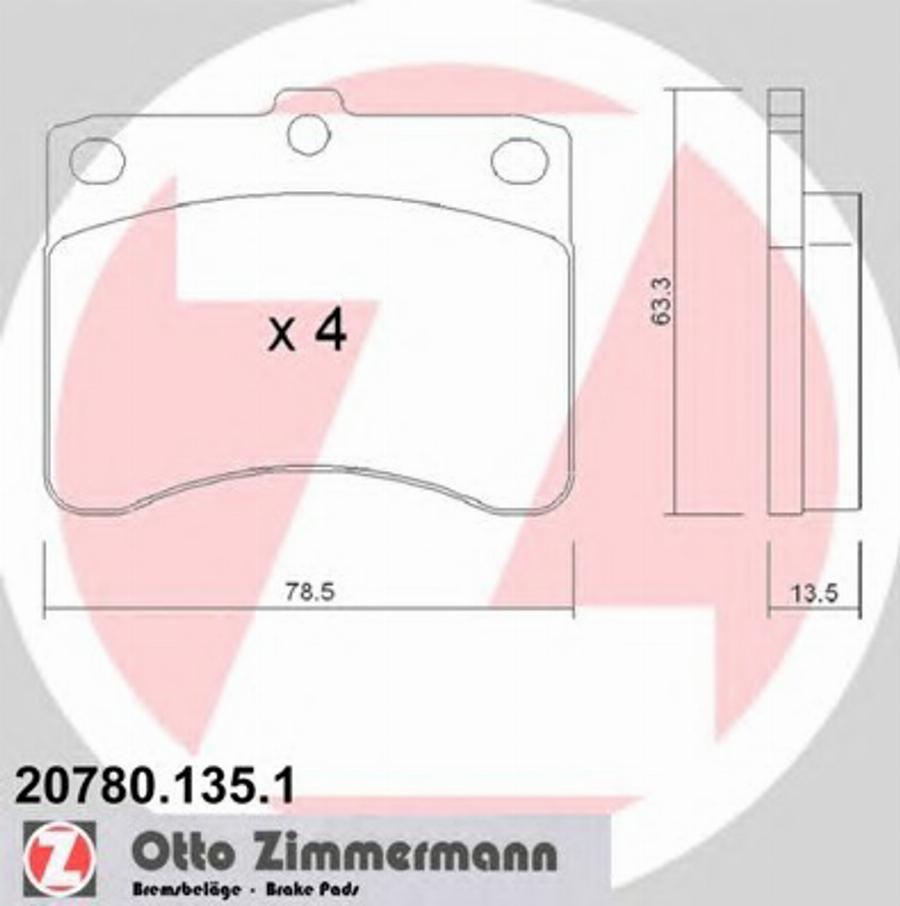 Zimmermann 207801351 - Kit pastiglie freno, Freno a disco autozon.pro