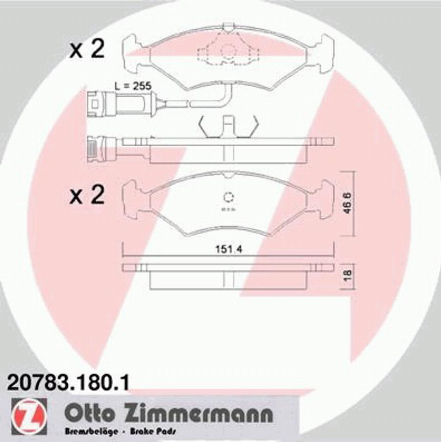 Zimmermann 207831801 - Kit pastiglie freno, Freno a disco autozon.pro