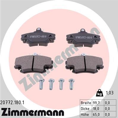 Zimmermann 20772.180.1 - Kit pastiglie freno, Freno a disco autozon.pro