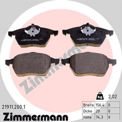 Zimmermann 21911.200.1 - Kit pastiglie freno, Freno a disco autozon.pro