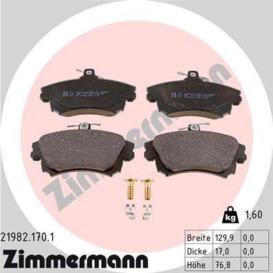 Zimmermann 21982.170.1 - Kit pastiglie freno, Freno a disco autozon.pro