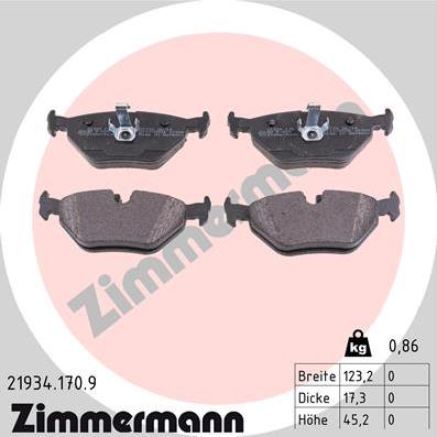 Zimmermann 21934.170.9 - Kit pastiglie freno, Freno a disco autozon.pro