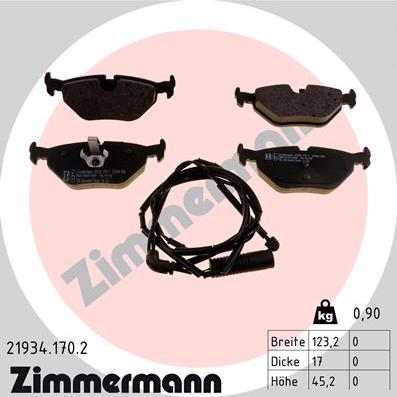 Zimmermann 21934.170.2 - Kit pastiglie freno, Freno a disco autozon.pro