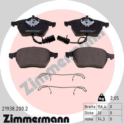 Zimmermann 21938.200.2 - Kit pastiglie freno, Freno a disco autozon.pro