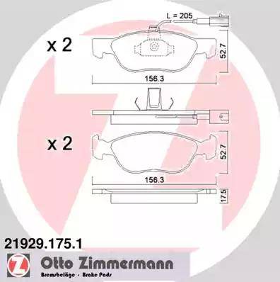 Zimmermann 21929.175.1 - Kit pastiglie freno, Freno a disco autozon.pro