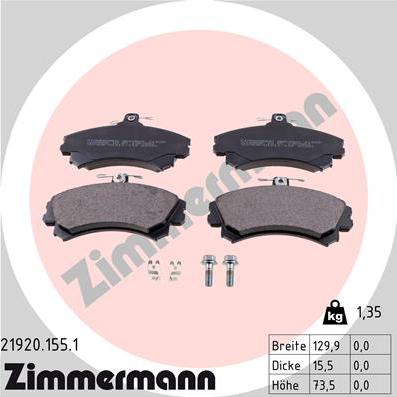 Zimmermann 21920.155.1 - Kit pastiglie freno, Freno a disco autozon.pro