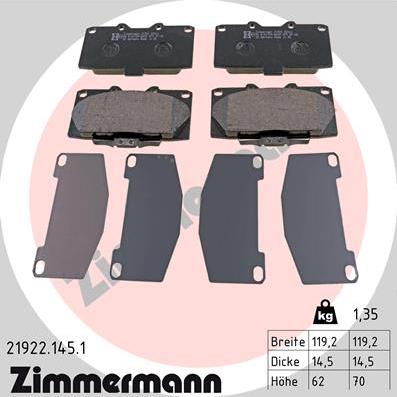 Zimmermann 21922.145.1 - Kit pastiglie freno, Freno a disco autozon.pro