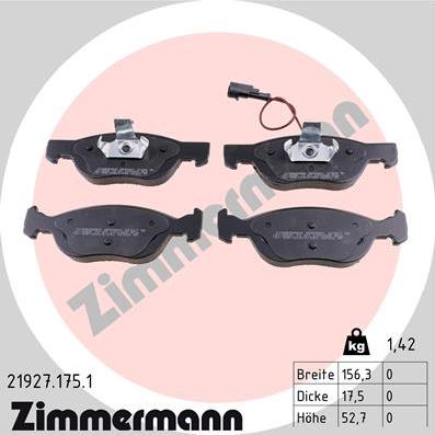 Zimmermann 21927.175.1 - Kit pastiglie freno, Freno a disco autozon.pro