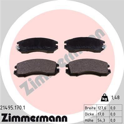 Zimmermann 21495.170.1 - Kit pastiglie freno, Freno a disco autozon.pro